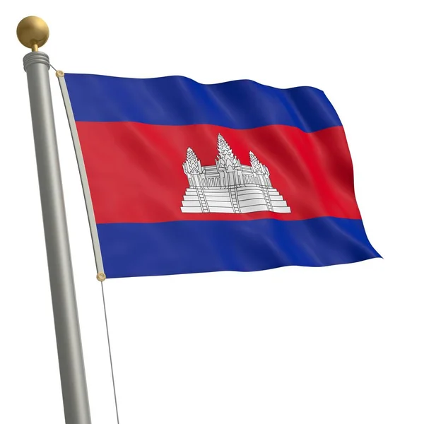 Flag Cambodia Flutters Flagpole — Stockfoto