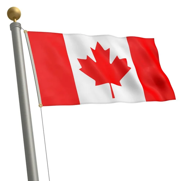 Flag Canada Flutters Flagpole — Stok fotoğraf