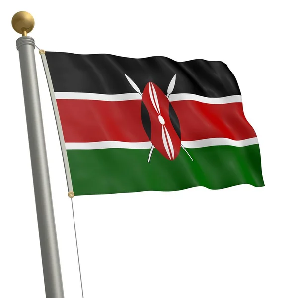 Flag Kenya Flutters Flagpole — Stock Photo, Image