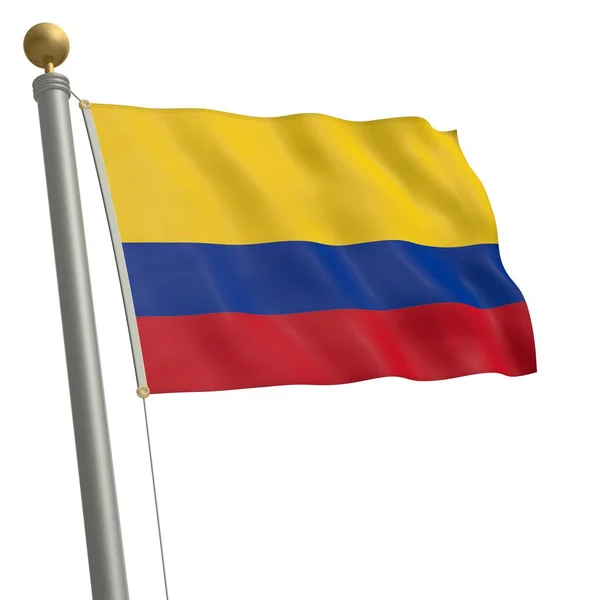 Flaga Kolumbii Trzepocze Maszcie Flagowym — Zdjęcie stockowe