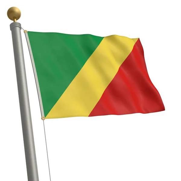 Die Flagge Des Kongo Flattert Fahnenmast — Stockfoto