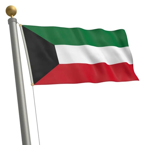 Bandera Kuwait Ondea Asta Bandera — Foto de Stock