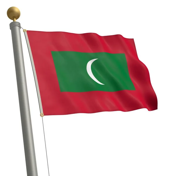 Σημαία Των Μαλδίβων Κυματίζει Στο Κοντάρι Σημαίας — Φωτογραφία Αρχείου