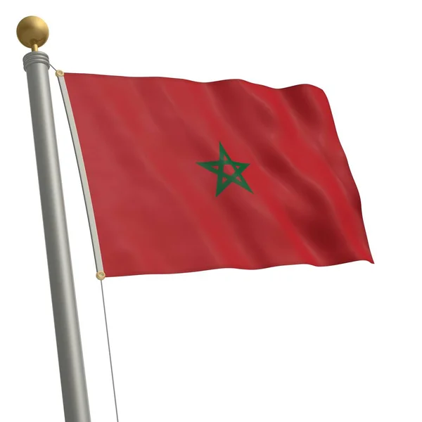 Flag Morocco Fluttering Flagpole — Stockfoto