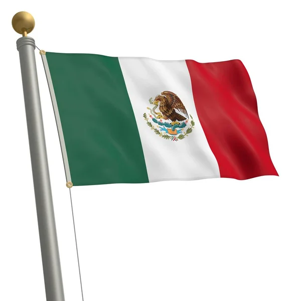 Flag Mexico Flutters Flagpole — 스톡 사진