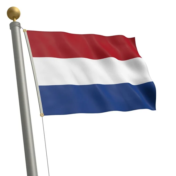 Die Flagge Der Niederlande Flattert Fahnenmast — Stockfoto