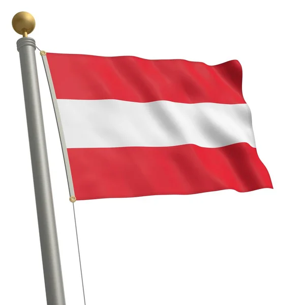 Flag Austria Flutters Flagpole — Stockfoto