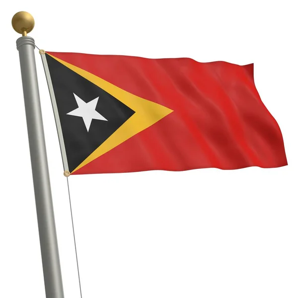 Flag East Timor Flutters Flagpole — ストック写真