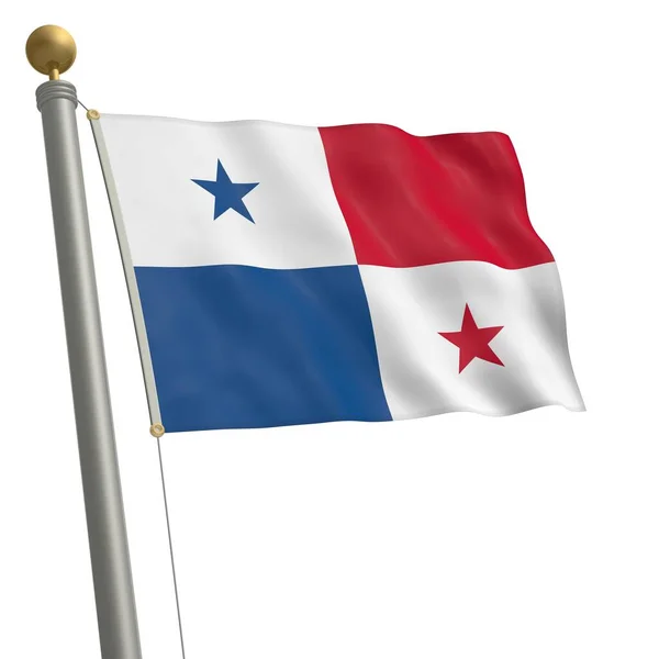 Флаг Панамы Развевается Флагштоке — стоковое фото