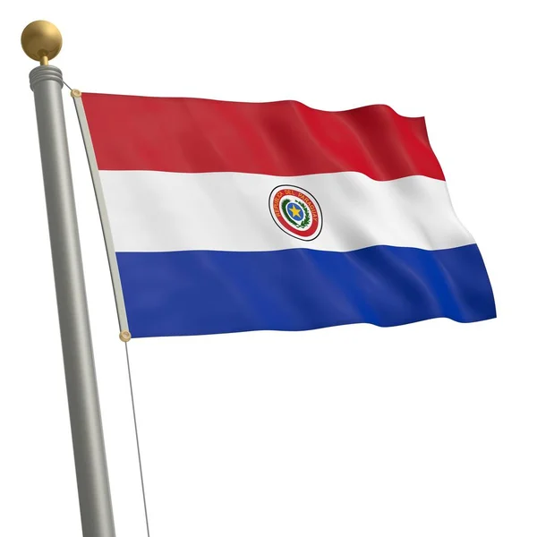 Flag Paraguay Flutters Flagpole — 스톡 사진