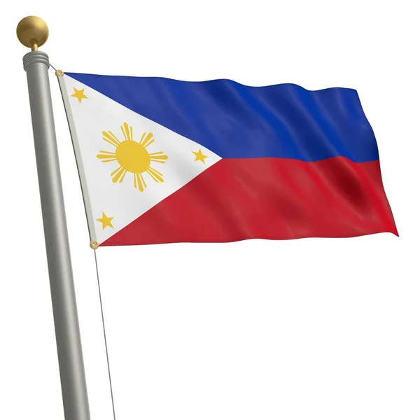 Flaga Filipin Trzepocze Maszcie Flagowym — Zdjęcie stockowe