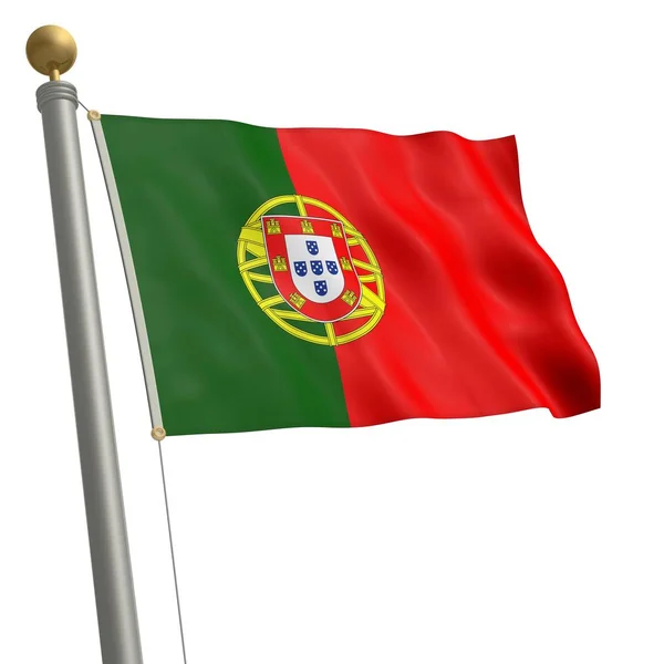 Flag Portugal Flutters Flagpole — Stok fotoğraf