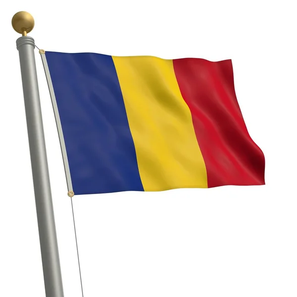 Flag Romania Flutters Flagpole — ストック写真