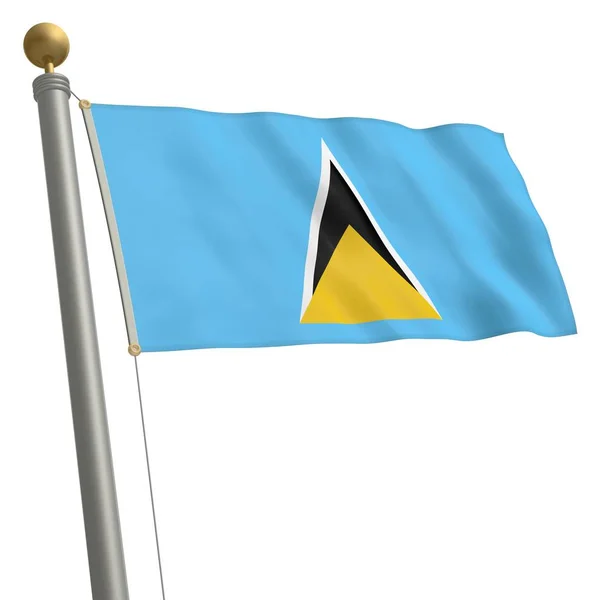 Flag Saint Lucia Flutters Flagpole — Stock Photo, Image