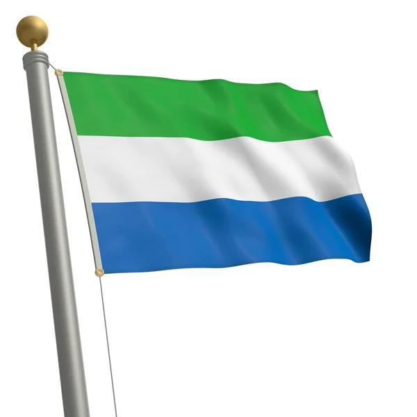 Vlajkovém Stožáru Vlaje Vlajka Sierry Leone — Stock fotografie