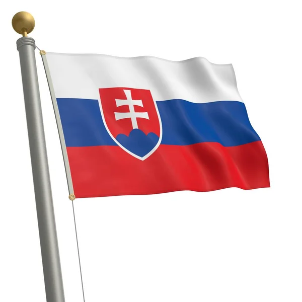 Flag Slovakia Flutters Flagpole — Stock Photo, Image