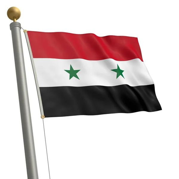 Flag Syria Flutters Flagpole — Stockfoto