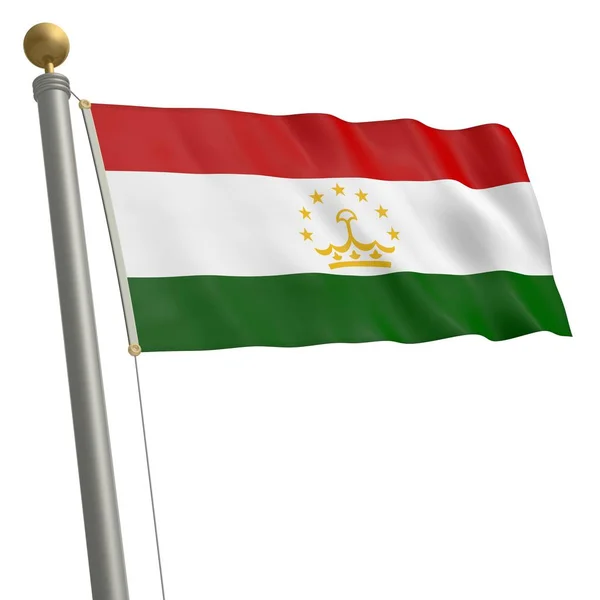 Flag Tajikistan Flutters Flagpole — Stock Photo, Image