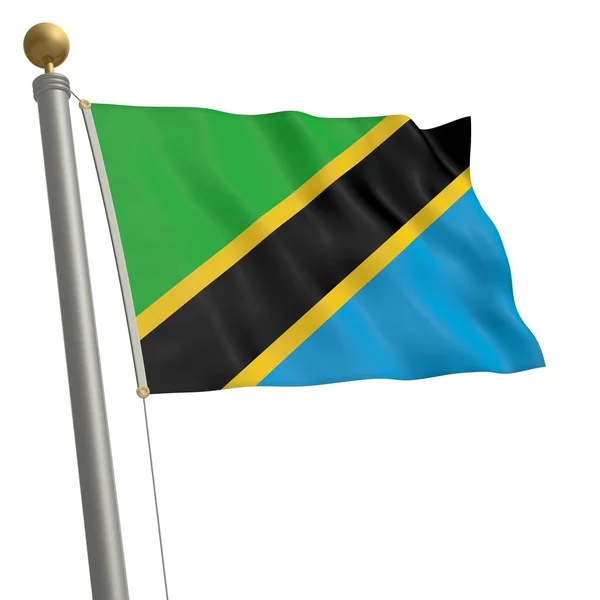 Bandeira Tanzania Flutters Mastro Bandeira — Fotografia de Stock