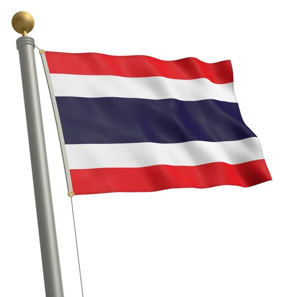 Σημαία Της Ταϊλάνδης Κυματίζει Στο Κοντάρι Σημαίας — Φωτογραφία Αρχείου