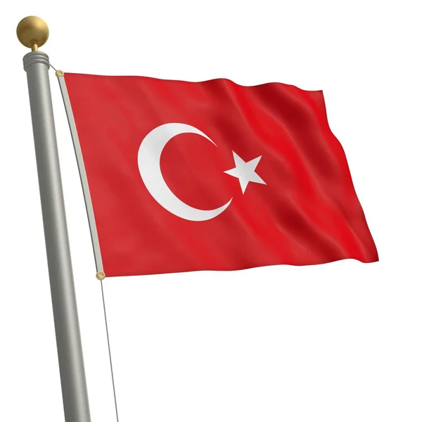 Die Flagge Der Türkei Flattert Fahnenmast — Stockfoto