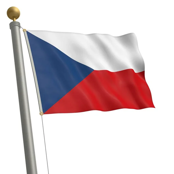 Flag Czech Republic Flutters Flagpole — Stockfoto