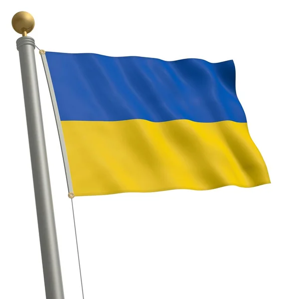 Flag Ukraine Flutters Flagpole — Stok fotoğraf