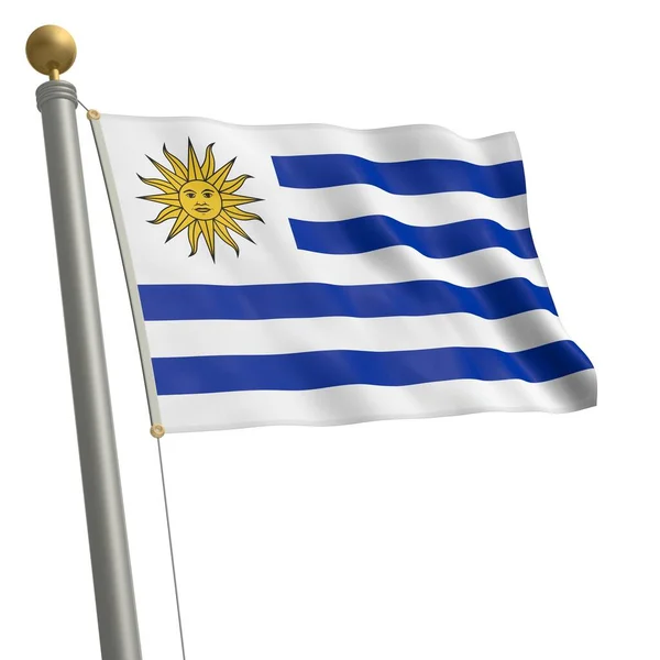 Flag Uruguay Flapping Flagpole — Stockfoto