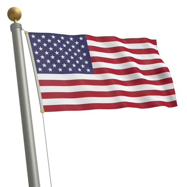 Flag United States Flutters Flagpole — Stockfoto