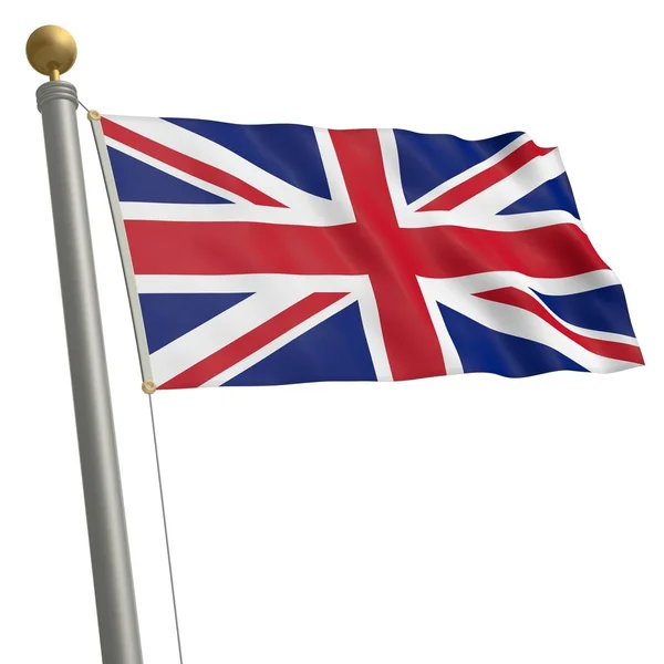 Flag United Kingdom Fluttering Flagpole — Stock Photo, Image