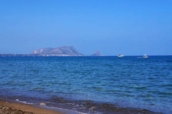 Γαλάζια Θάλασσα Της Σικελίας Φόντο Ακρωτήριο Capo Zafferano — Φωτογραφία Αρχείου