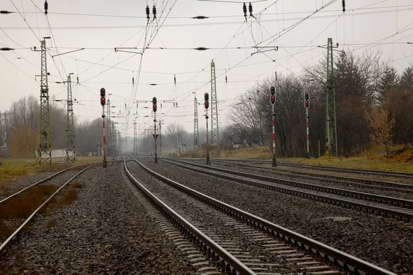 Ferro Ferrovie Ferroviarie Strada Ferroviaria — Foto Stock