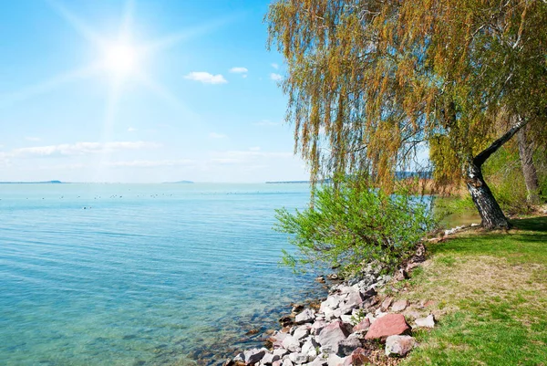 Paisagem Primavera Lago Balaton Hungria — Fotografia de Stock