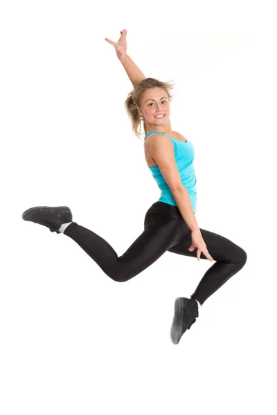 Het Mooie Sportieve Meisje Dansend Een Witte Achtergrond Moderne Dansen — Stockfoto