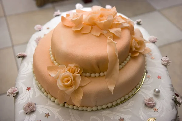 Beautiful Wedding Celebratory Pie Decorated Little Table — Stock Photo, Image