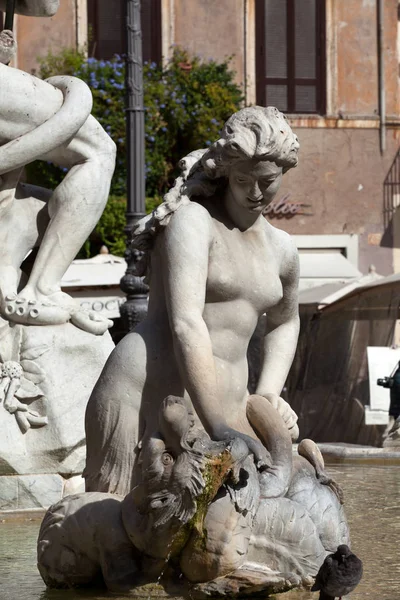 Piazza Navona Fonte Neptuno Roma Itália — Fotografia de Stock