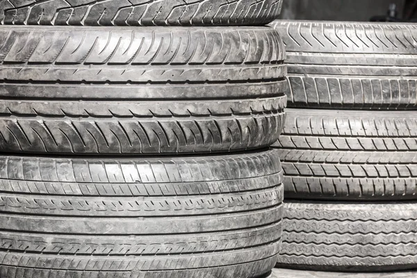 Haufen Alter Reifen Recyclinganlage Thailand — Stockfoto