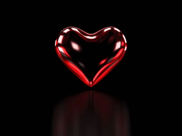 Corazón Cristal Rojo Sobre Fondo Negro —  Fotos de Stock