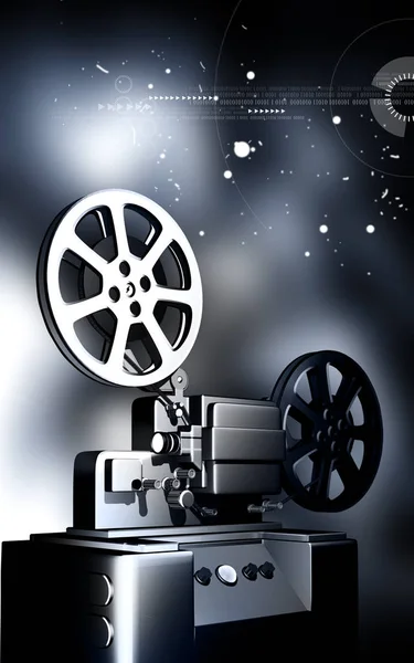Digital illustration of vintage projector in colour background