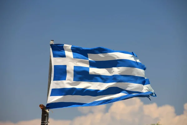 Σημαία Της Ελλάδας Μια Παρόμοια Κατάσταση Καθώς Οικονομία — Φωτογραφία Αρχείου