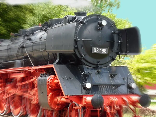Velha Locomotiva Vapor Floresta — Fotografia de Stock