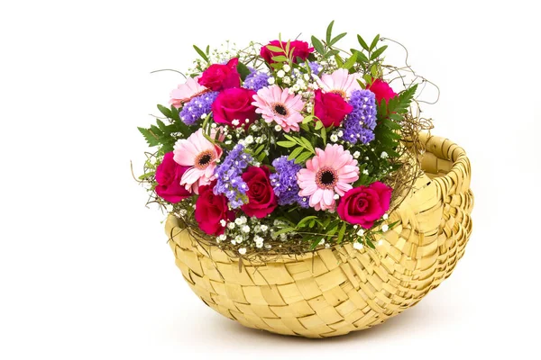 Bunte Blumen Korb — Stockfoto