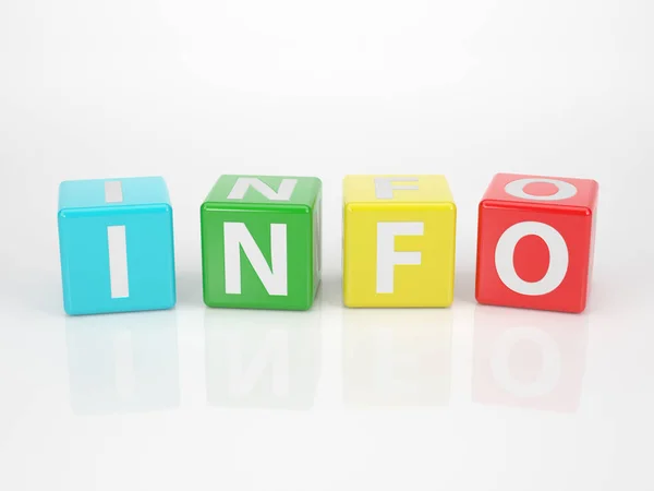 Word Info Out Multicolored Letter Dices — Stock Photo, Image