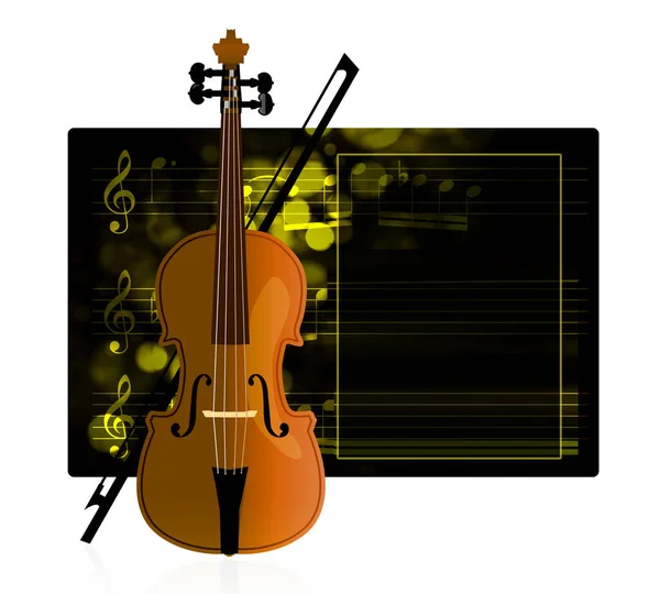 Violino Com Notas Arco Preto — Fotografia de Stock