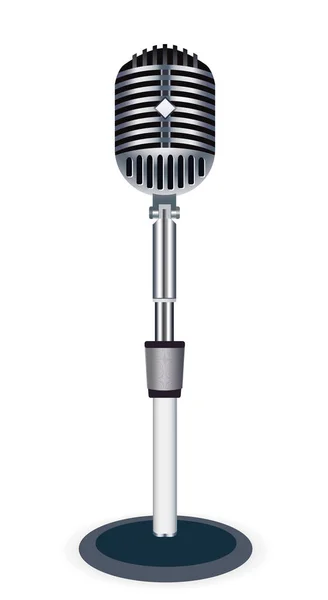 Microfone Preto Retro Bonito Sobre Branco — Fotografia de Stock