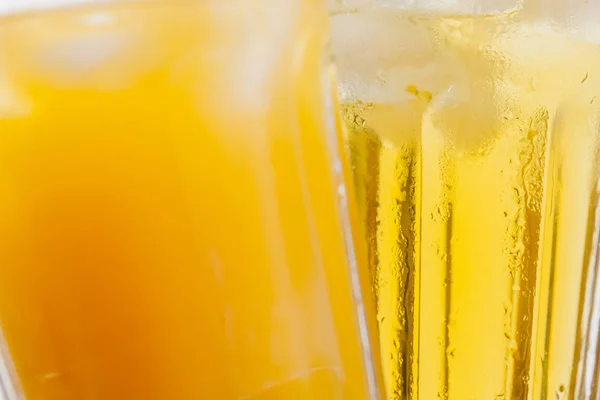 Refreshing Cool Summer Drinks Home Made Lemonade Orange Juice — Stock Photo, Image