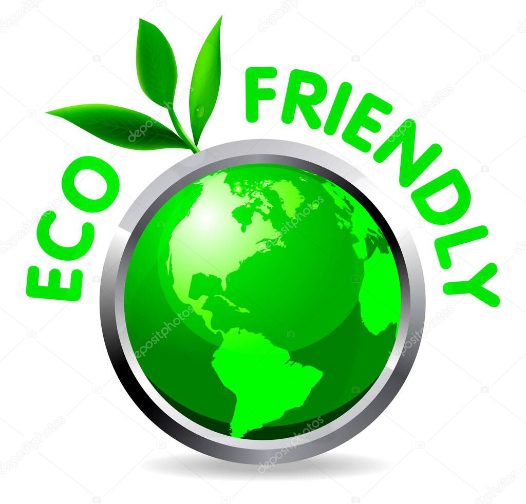 Eco glossy icon on white background