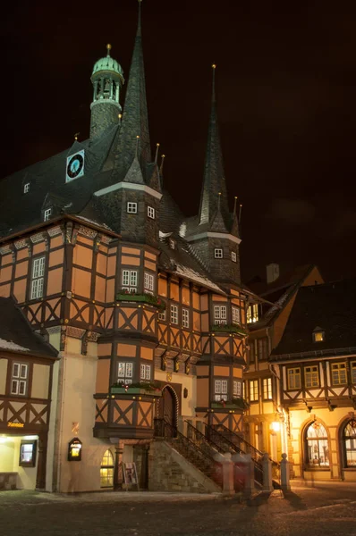 Wernigerode Éjjel Harz Németország — Stock Fotó