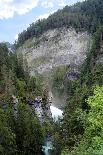 Vista Para Desfiladeiro Grisões Suíça — Fotografia de Stock