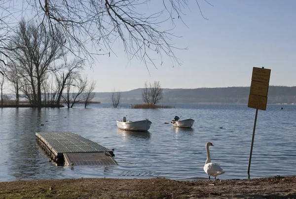 Vista Inverno Lago Maggiore Angera Itália — Fotografia de Stock